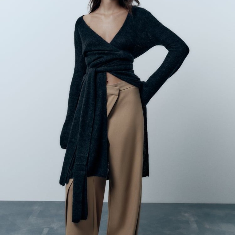 Wrap Cardigan Alpaca Blend Navy Blue